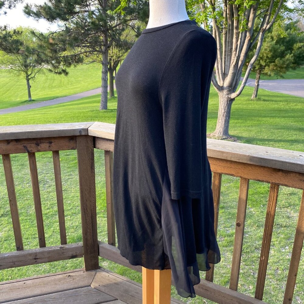 Arianna by Howard's Womens Tunic Dress S/M Black Knit Short Sleeves Boat Neck - Picture 7 of 12